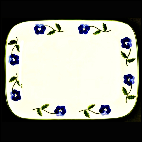 Hartstone Blue/Purple Pansy Flowers Serving Platter - Picture 1 of 5